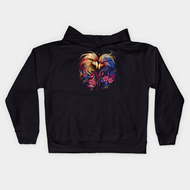 Eagle Couple Valentine Kids Hoodie by JH Mart